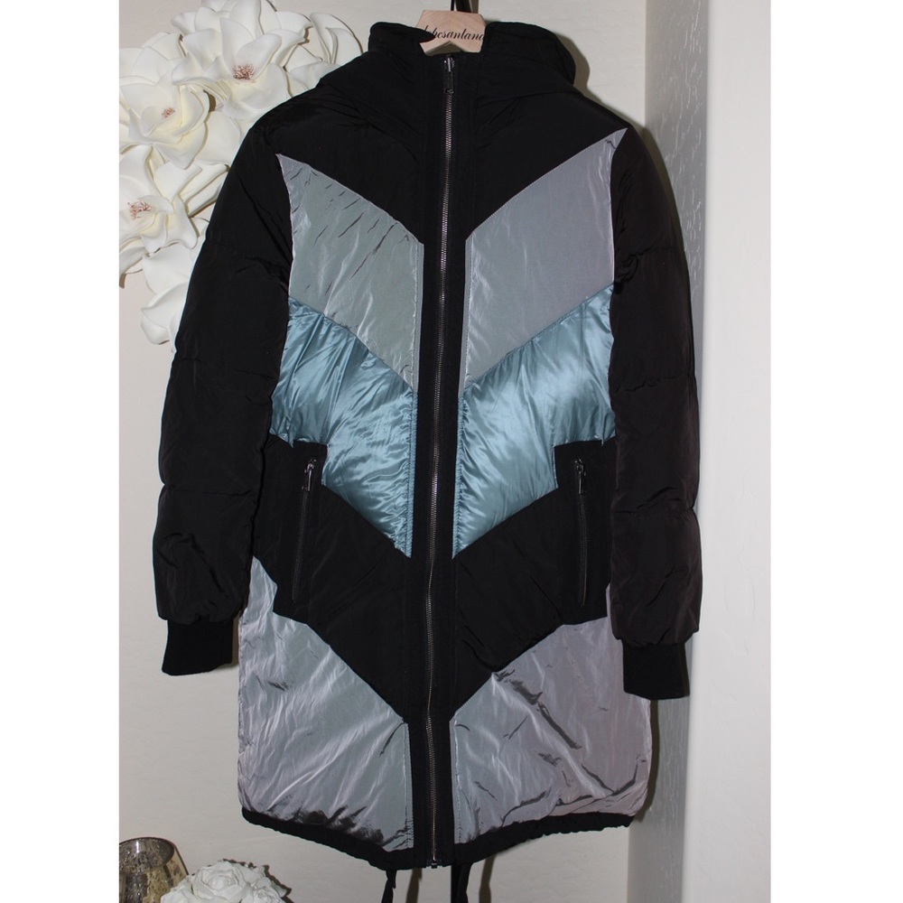 NWOT Andrew Marc Reversible Black Blue Gray Jacket